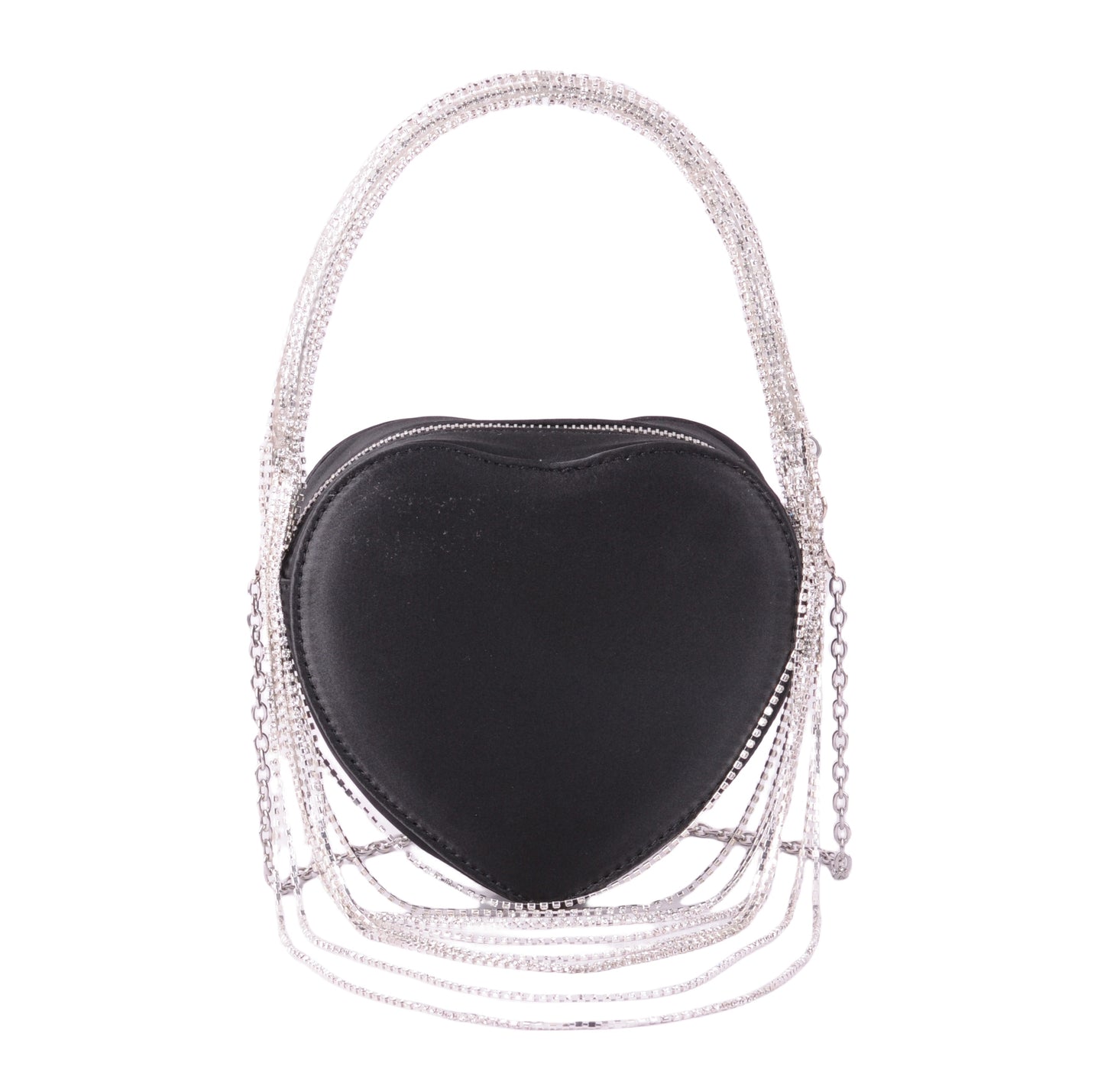 Crystal Rope Top Handle Heart-Shaped Bag