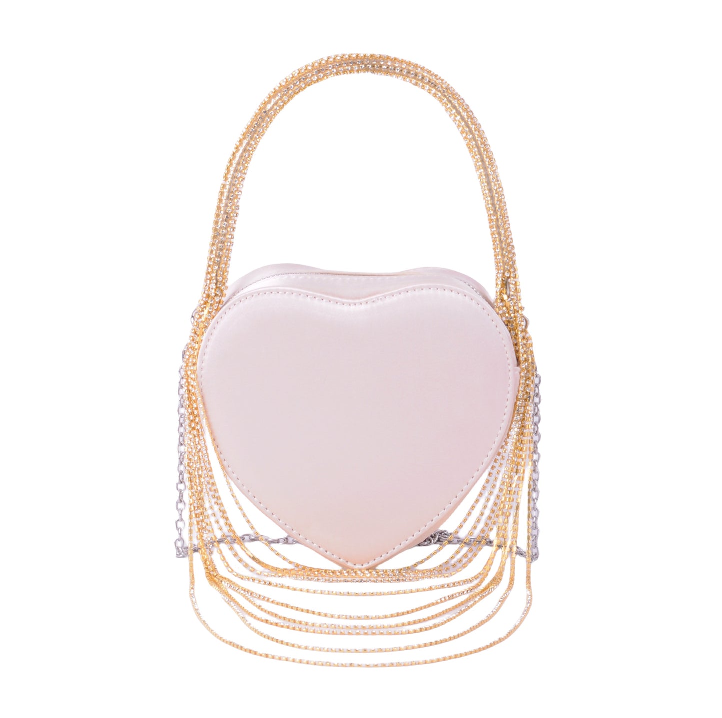 Crystal Rope Top Handle Heart-Shaped Bag