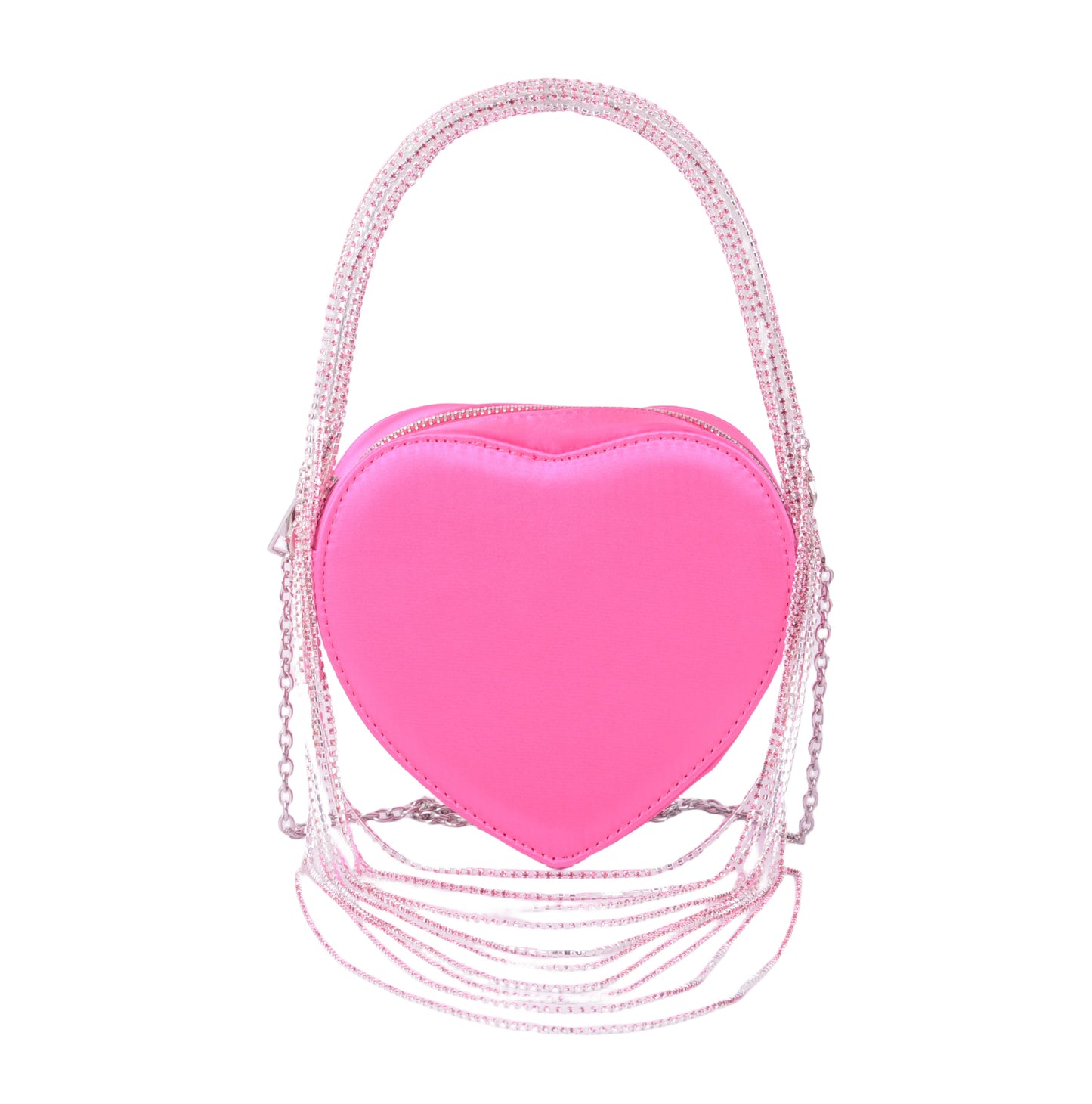 Crystal Rope Top Handle Heart-Shaped Bag