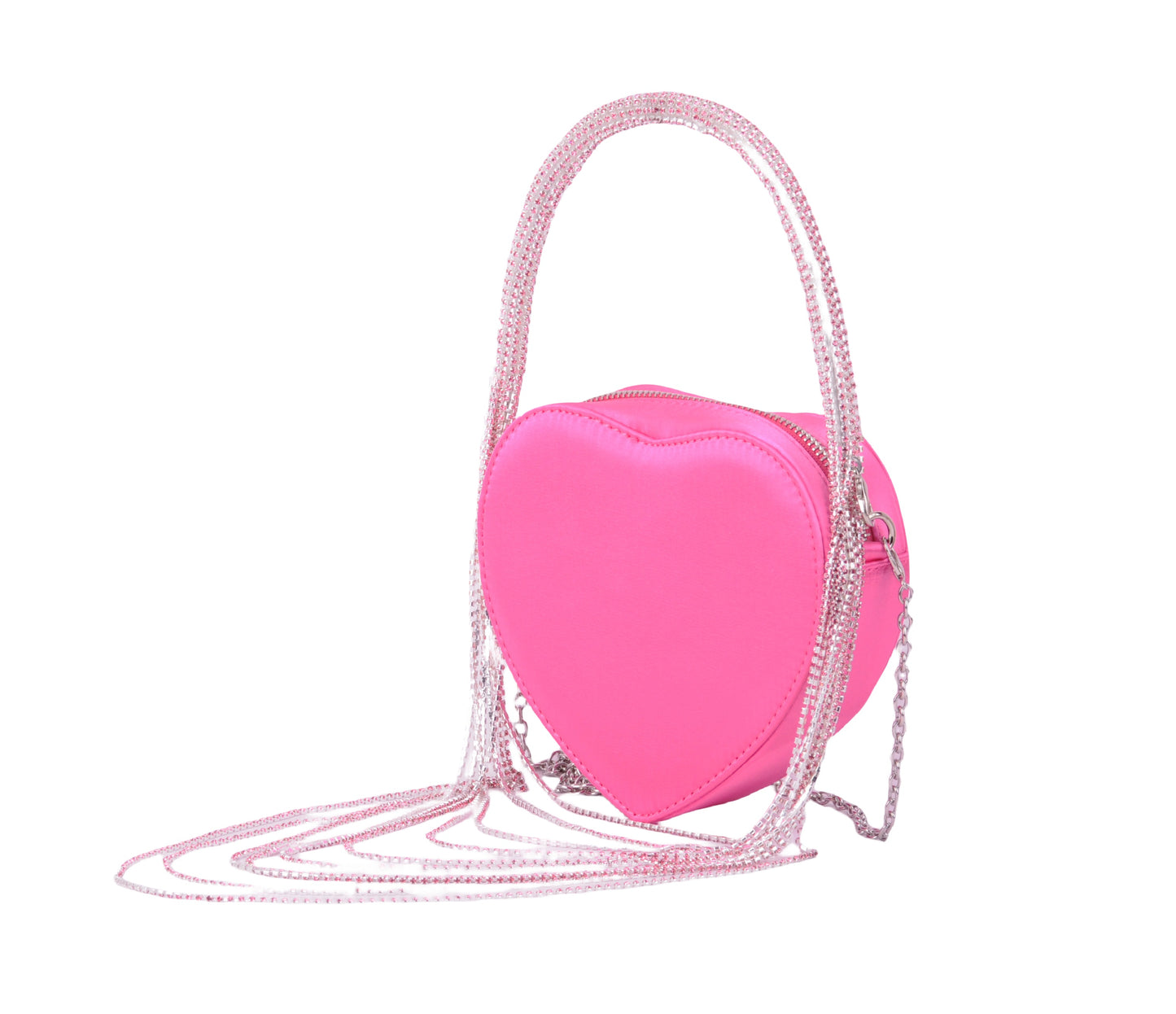Crystal Rope Top Handle Heart-Shaped Bag