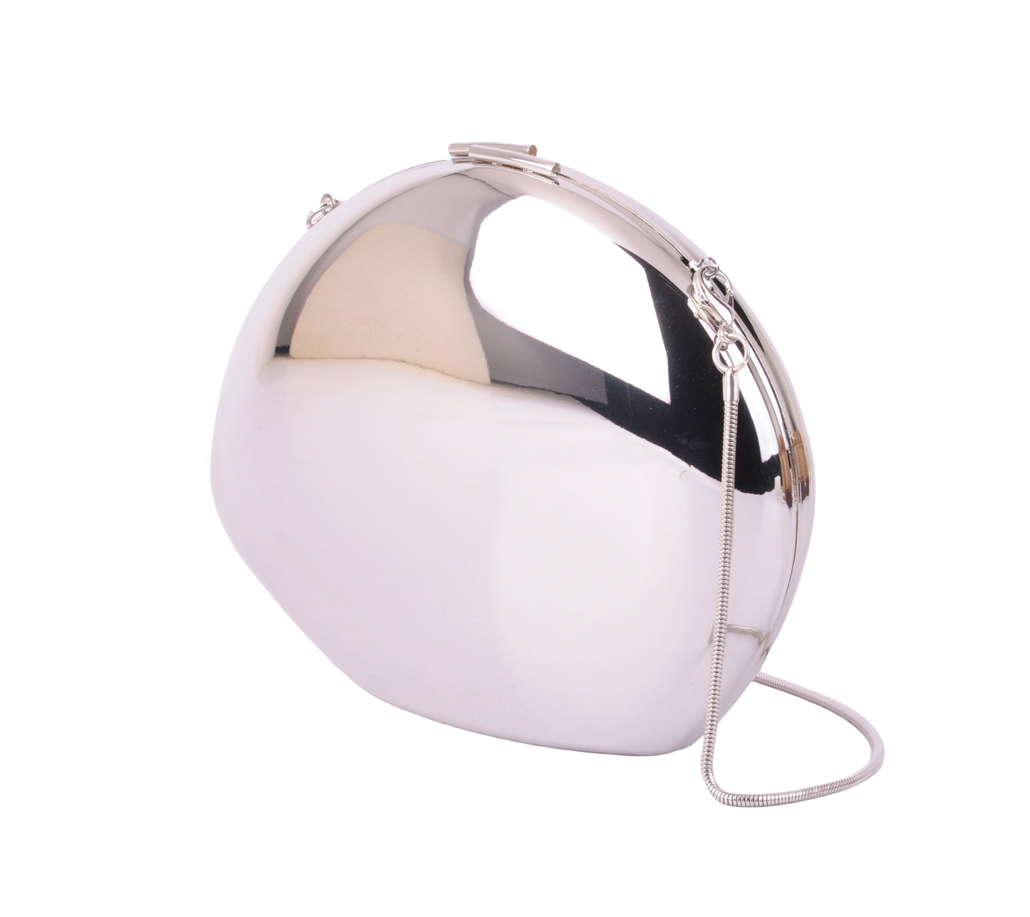 1591 - Mirror-Perfect Glamour: Metallic Chrome Bean Clutch - Wholesale Handbag - Most Wanted USA