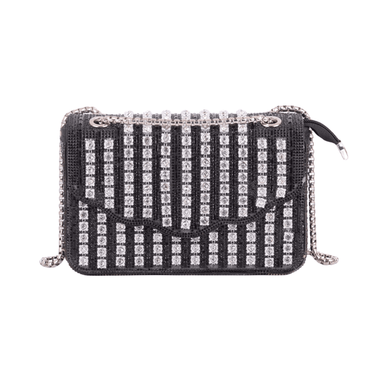 1613-BLACK 1613 - Timeless Sparkle: Classic Rhinestone Crossbody Elegance - Wholesale Handbag - Most Wanted USA