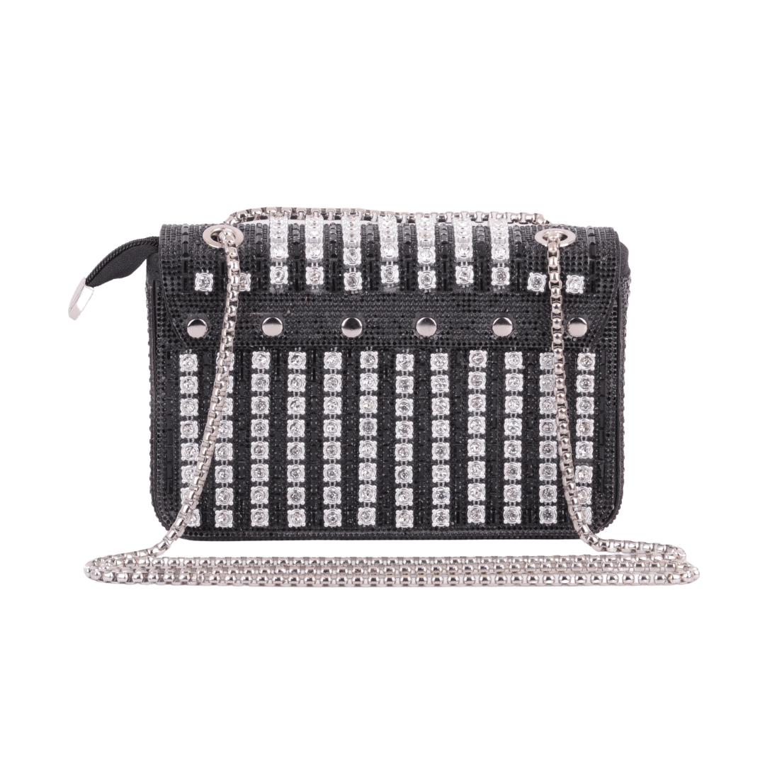 1613 - Timeless Sparkle: Classic Rhinestone Crossbody Elegance - Wholesale Handbag - Most Wanted USA