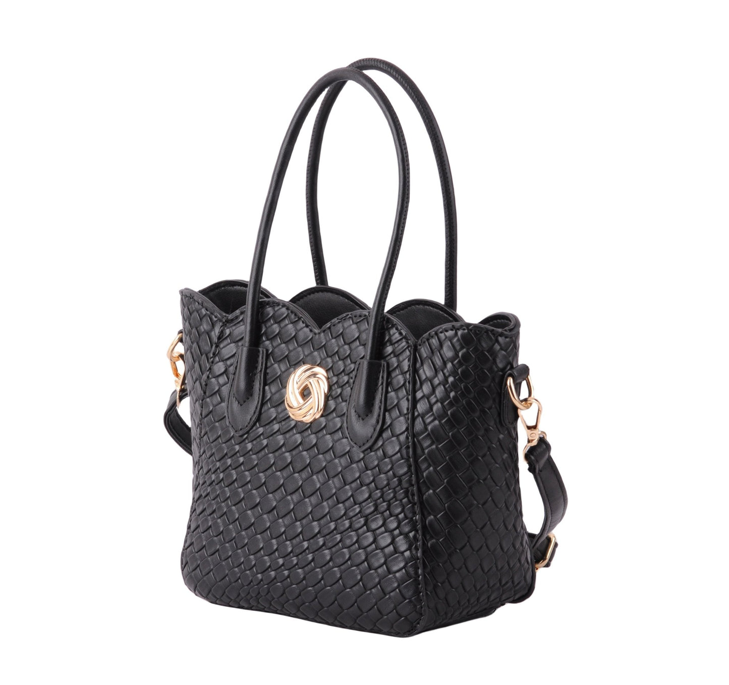 Woven Tote with Scallop Edge