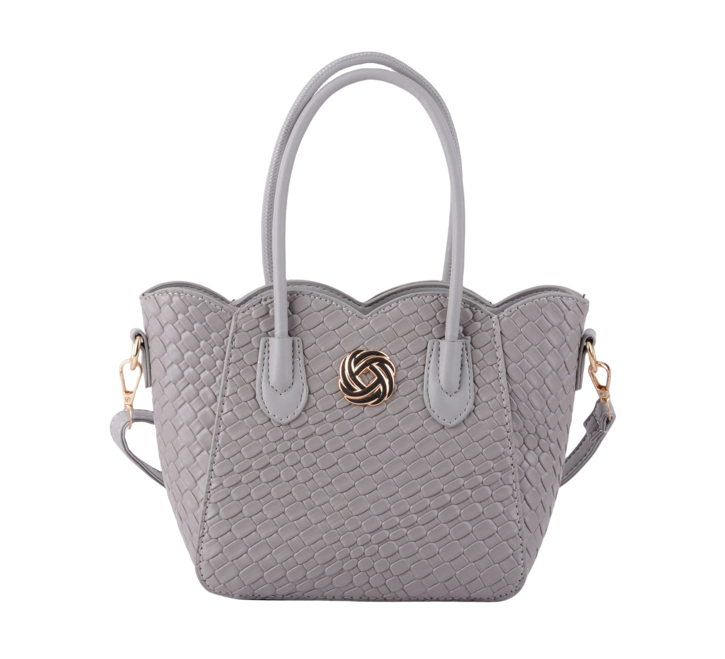Woven Tote with Scallop Edge