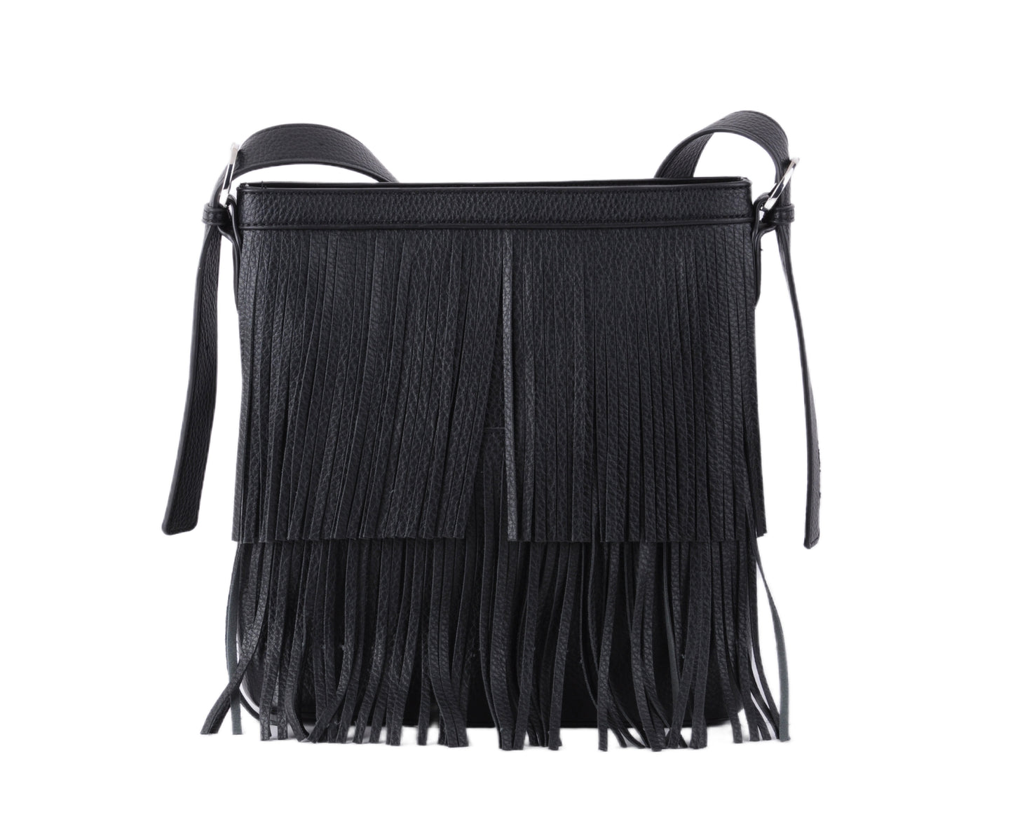 1697-BLACK 1697 - Shoulder Bag with Western Fringe - Wholesale Handbag - Most Wanted USA