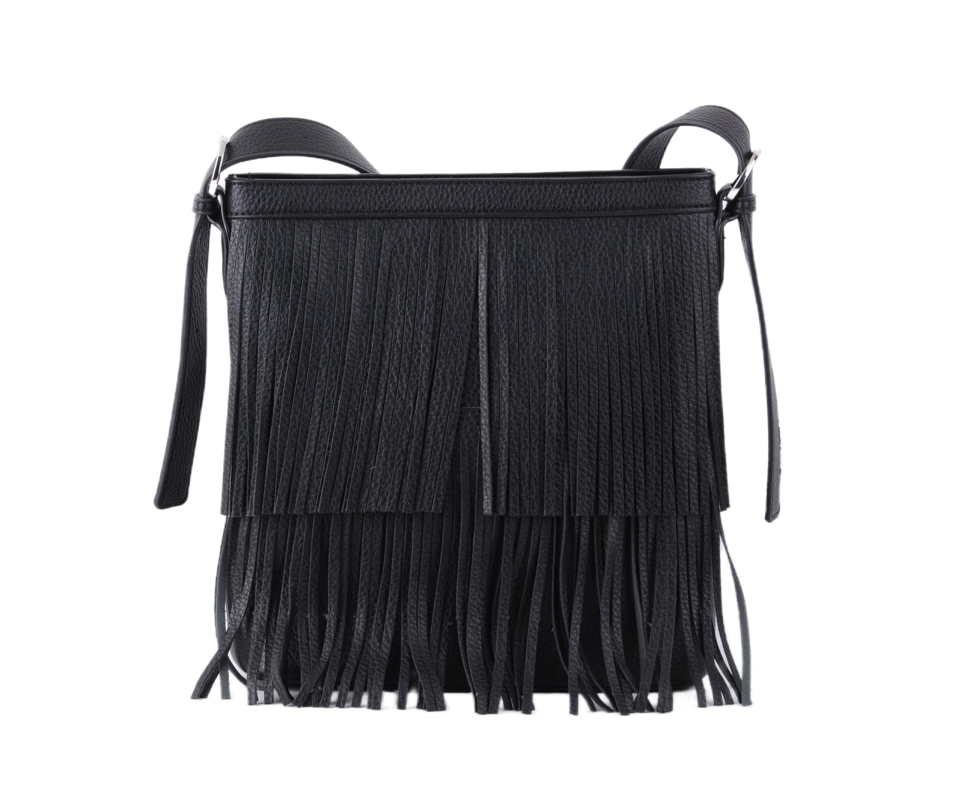 1697-BLACK 1697 - Shoulder Bag with Western Fringe - Wholesale Handbag - Most Wanted USA