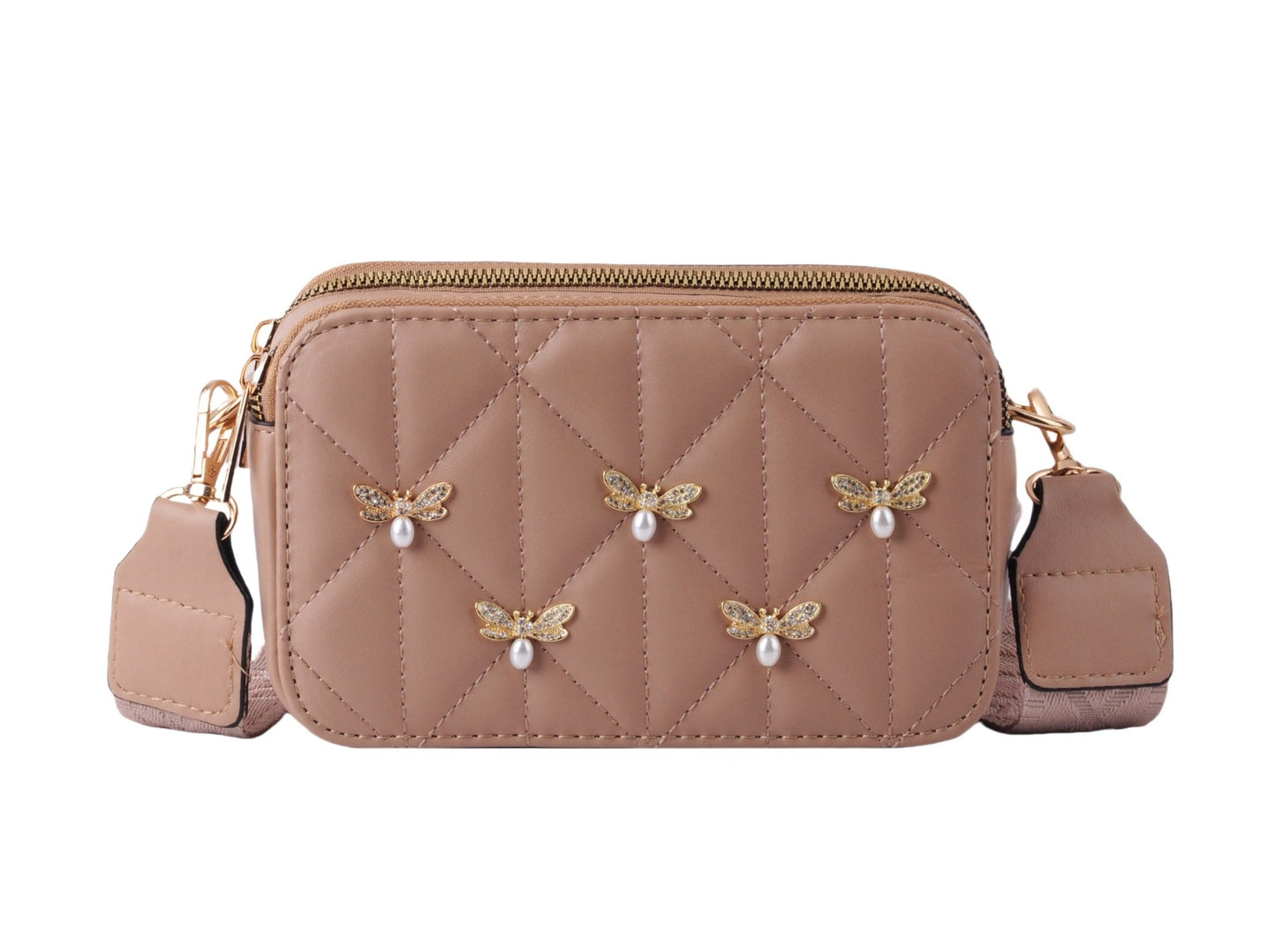 Camera Bag with Bumble Bee Charms and Web Strap