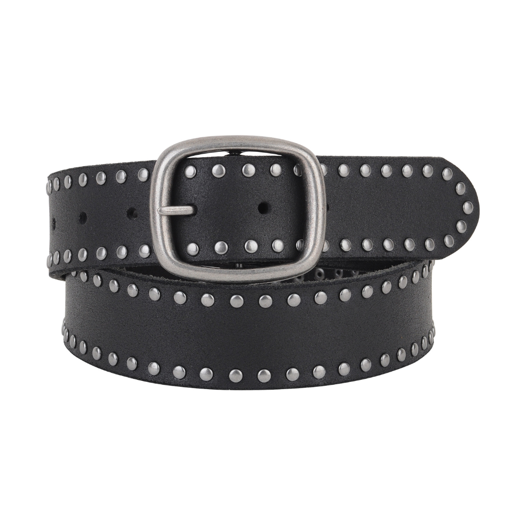 Grunge Stud-Lined Leather Belt