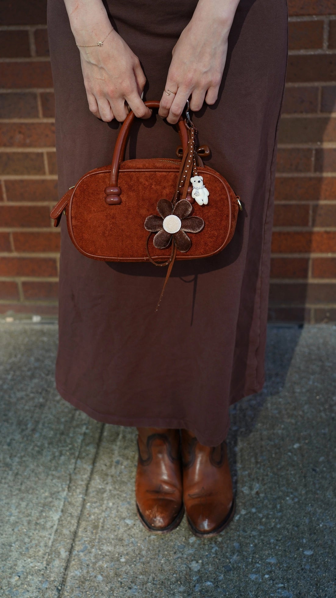Teddy Bear + Plush Flower Bag Charm