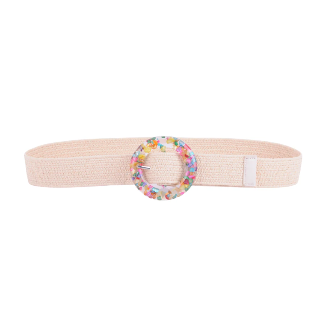 Colorful Beaded Resin Buckle Stretch Belt