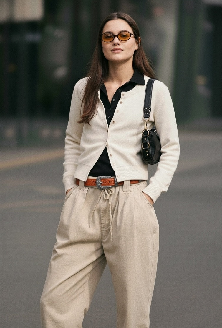 Western Tooled Vintage Buckle Leather Belt