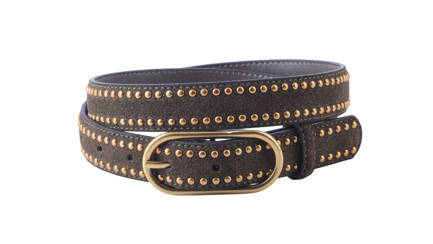 Stud Lined Suede Belt