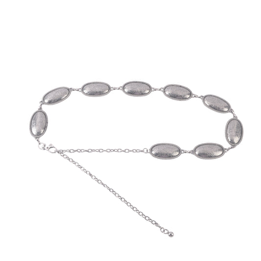 Antique Silver Oval Concho Chain Belt