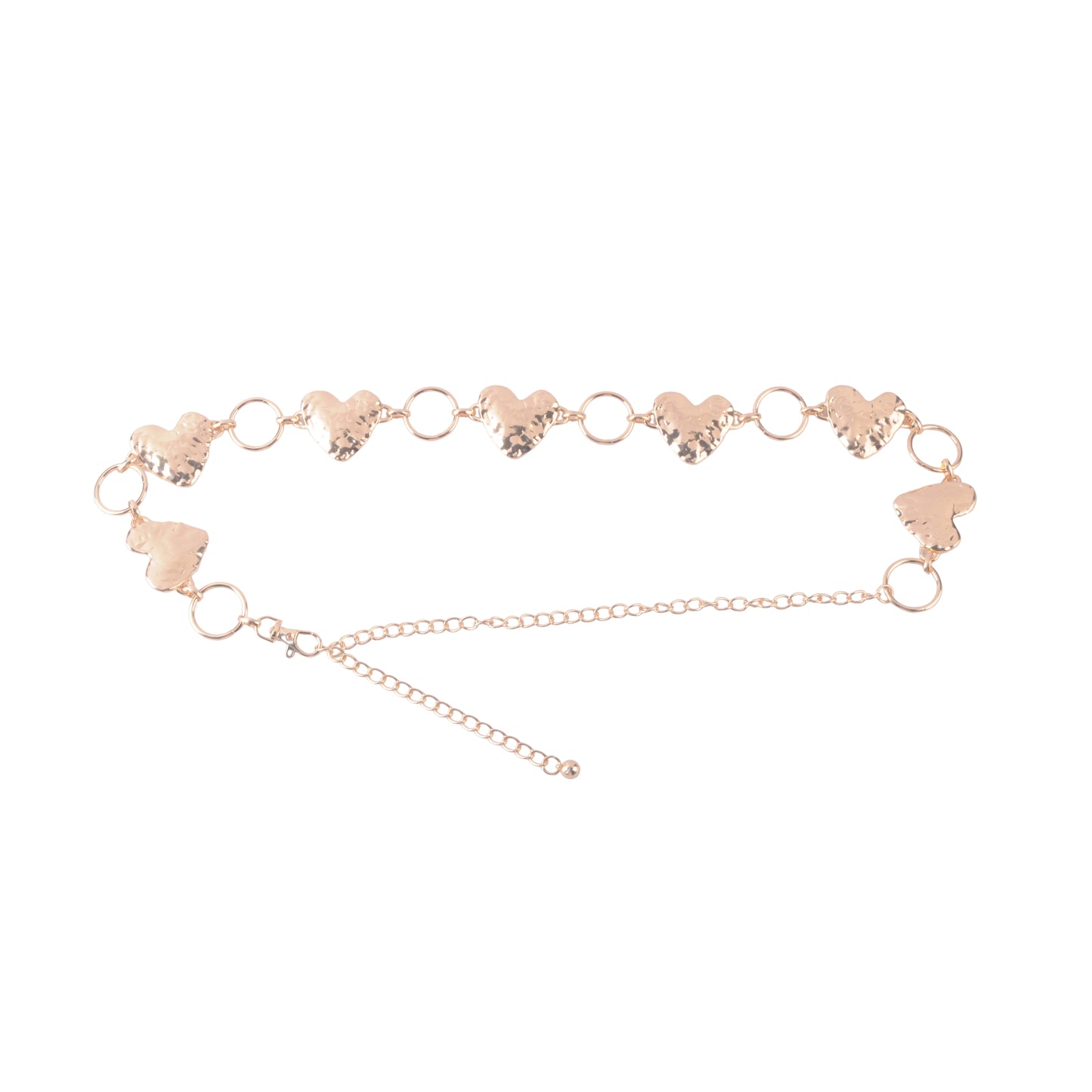 Natural Hammered Heart Ring Chain Belt - Ships September 29th