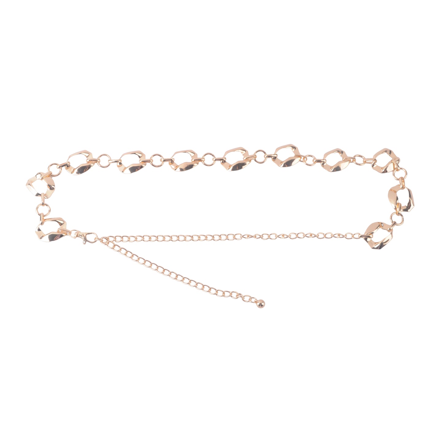 Natural Hammered Oval Hollow Ring Chain Belt - Ships September 29th