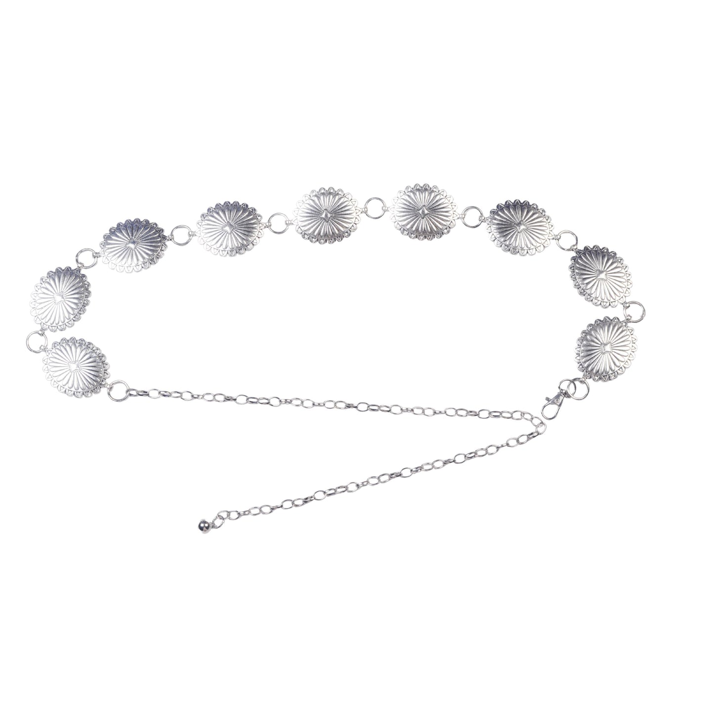 Simple Shiny Silver Concho Belt - Ships September 29th