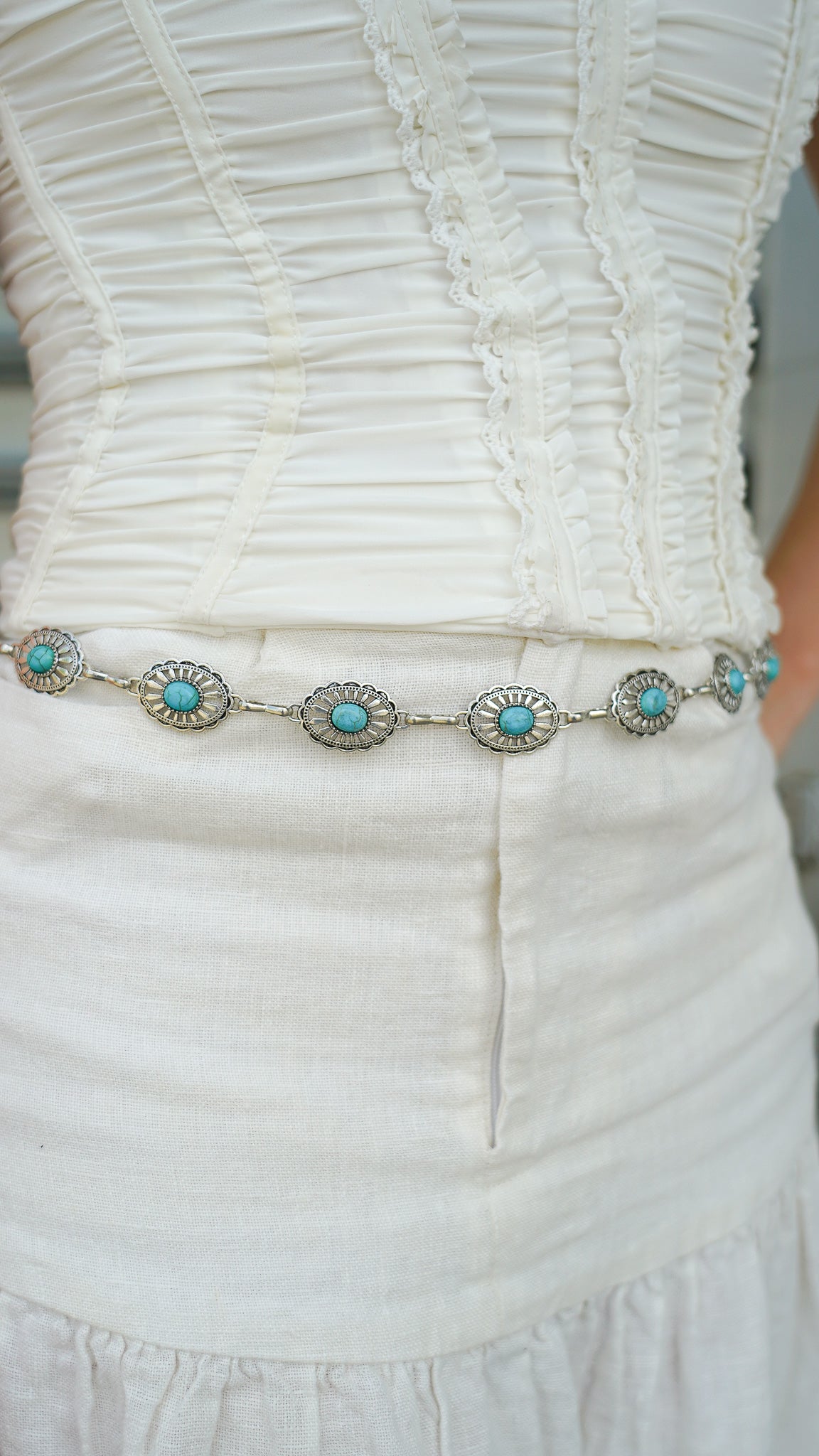 Small Concho Chain with Turquoise - Ships September 29th