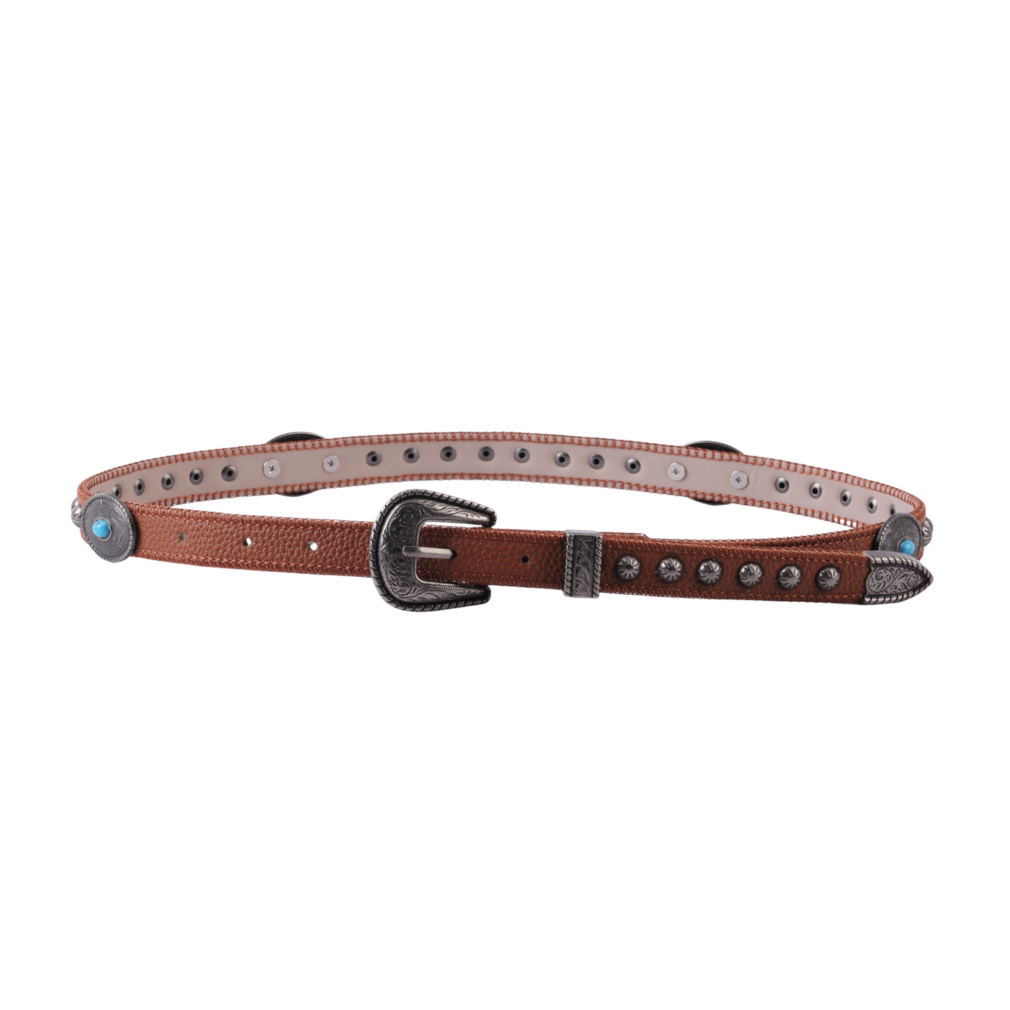 Western Skinny Belt with Turquoise Stones - Ships October 27th