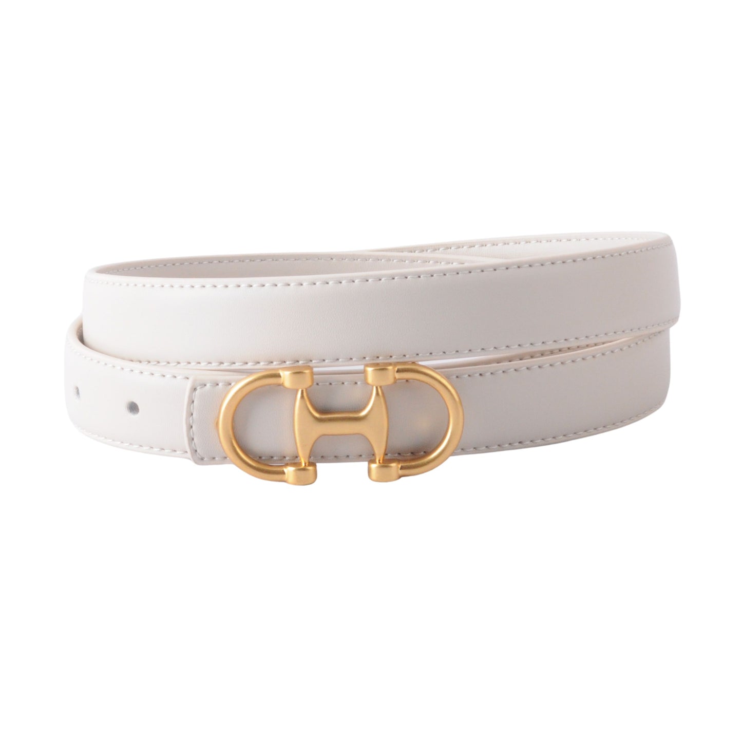 Stitched Clean Leather Belt with Equestrian Buckle
