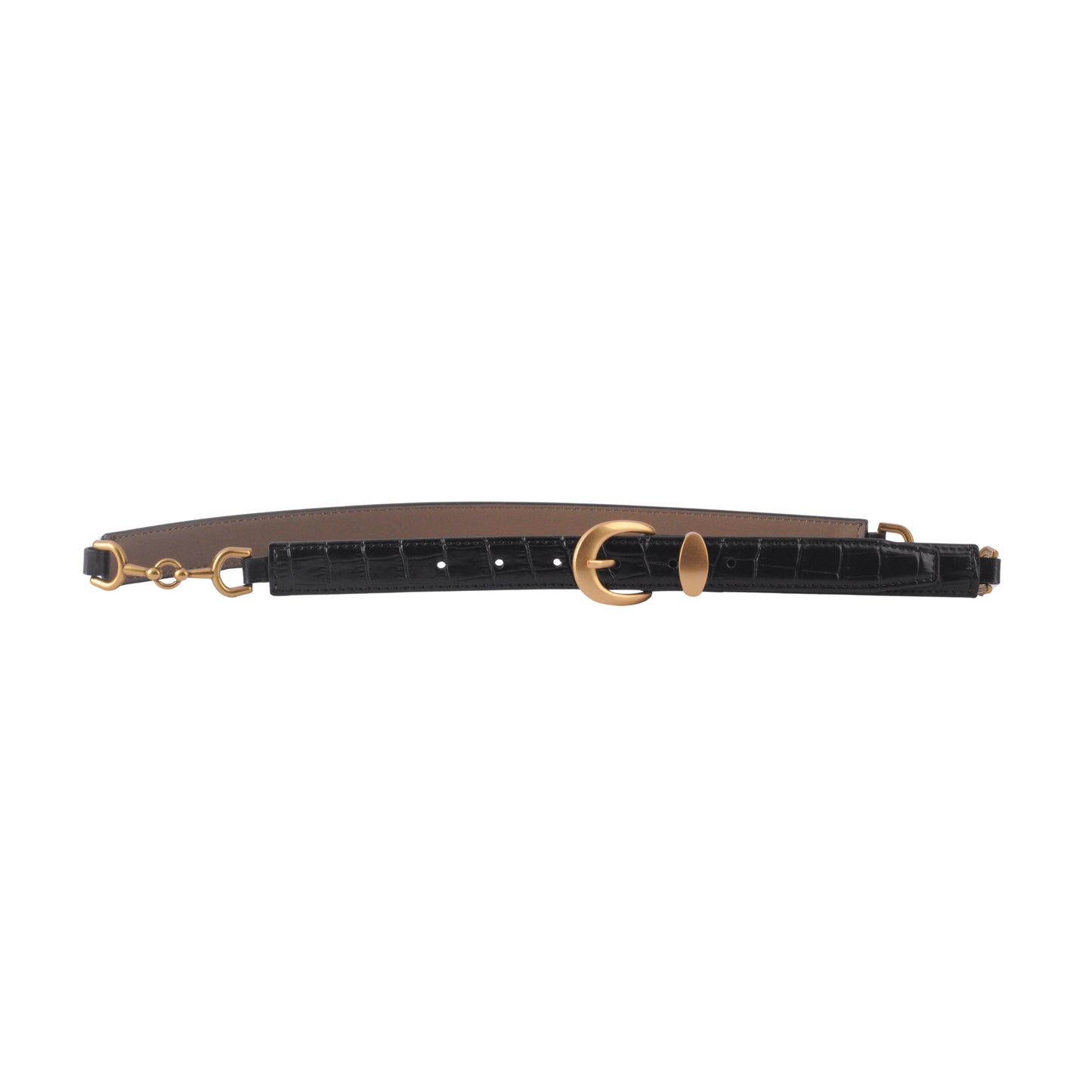 Skinny Croco Belt with Gold Hardware - Ships September 29th