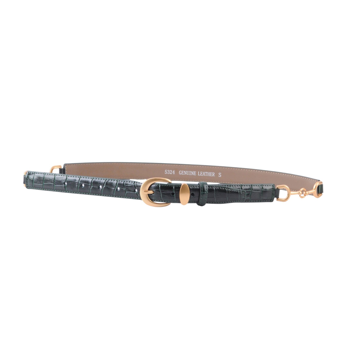 Skinny Croco Belt with Gold Hardware - Ships September 29th