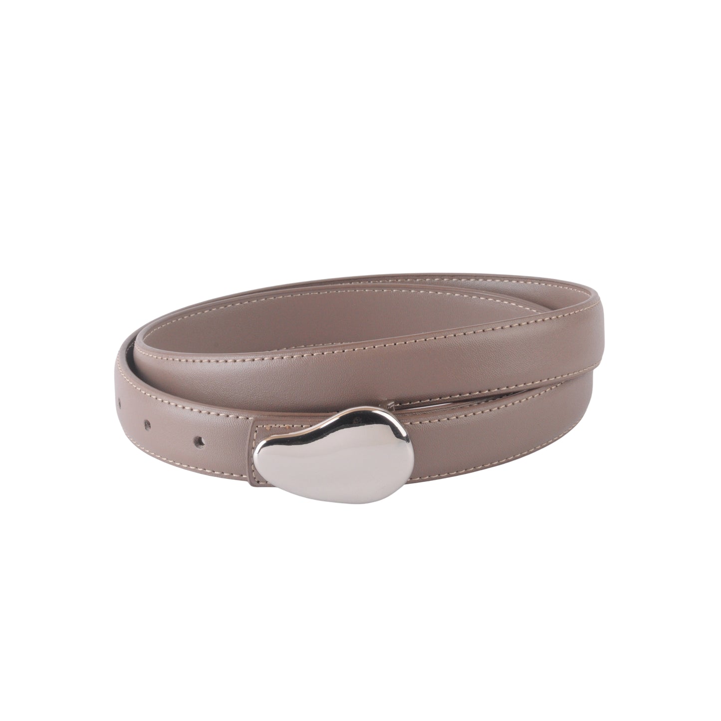 Napa Leather Belt with Silver Bean Buckle