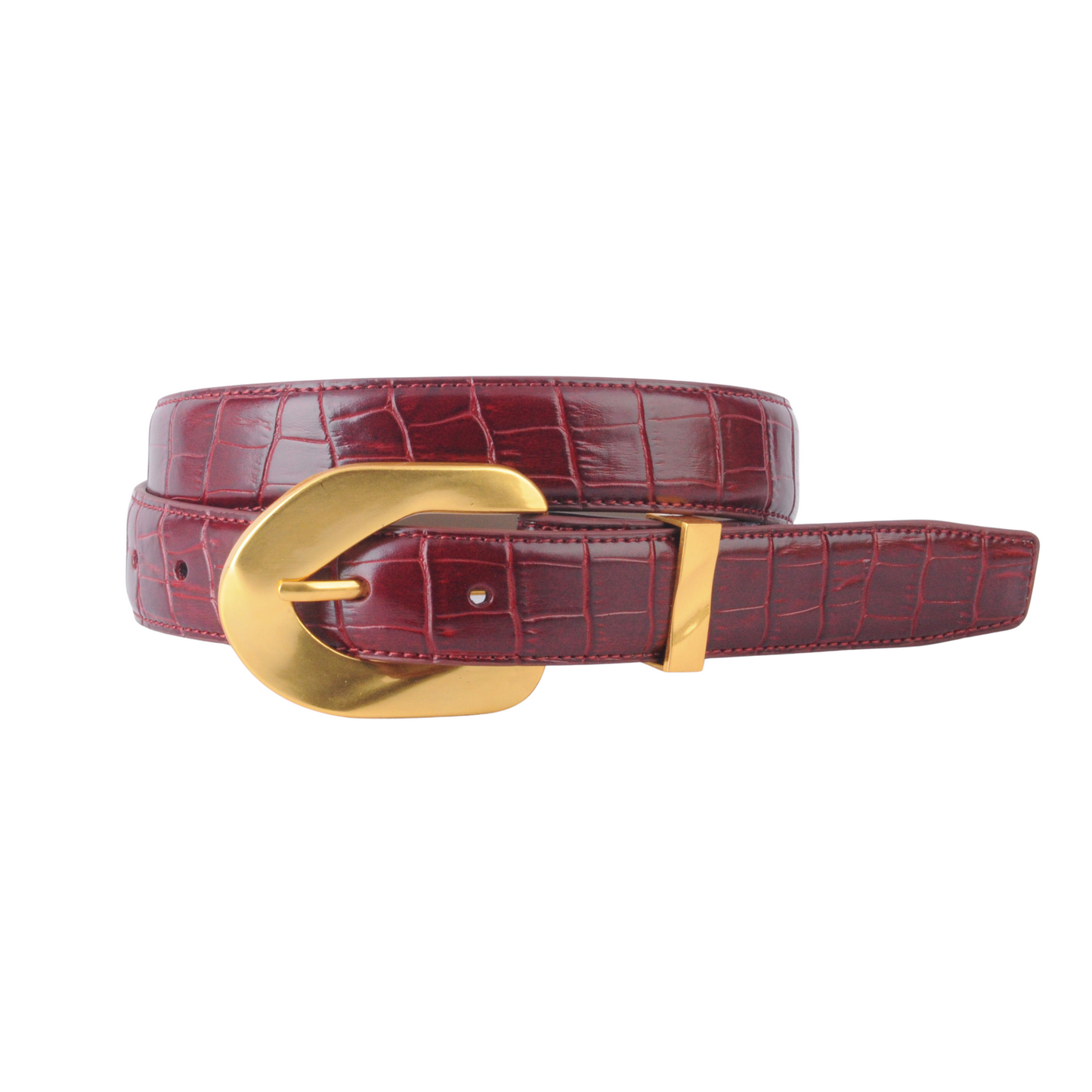 Opulent Croco Belt with Gold Buckle