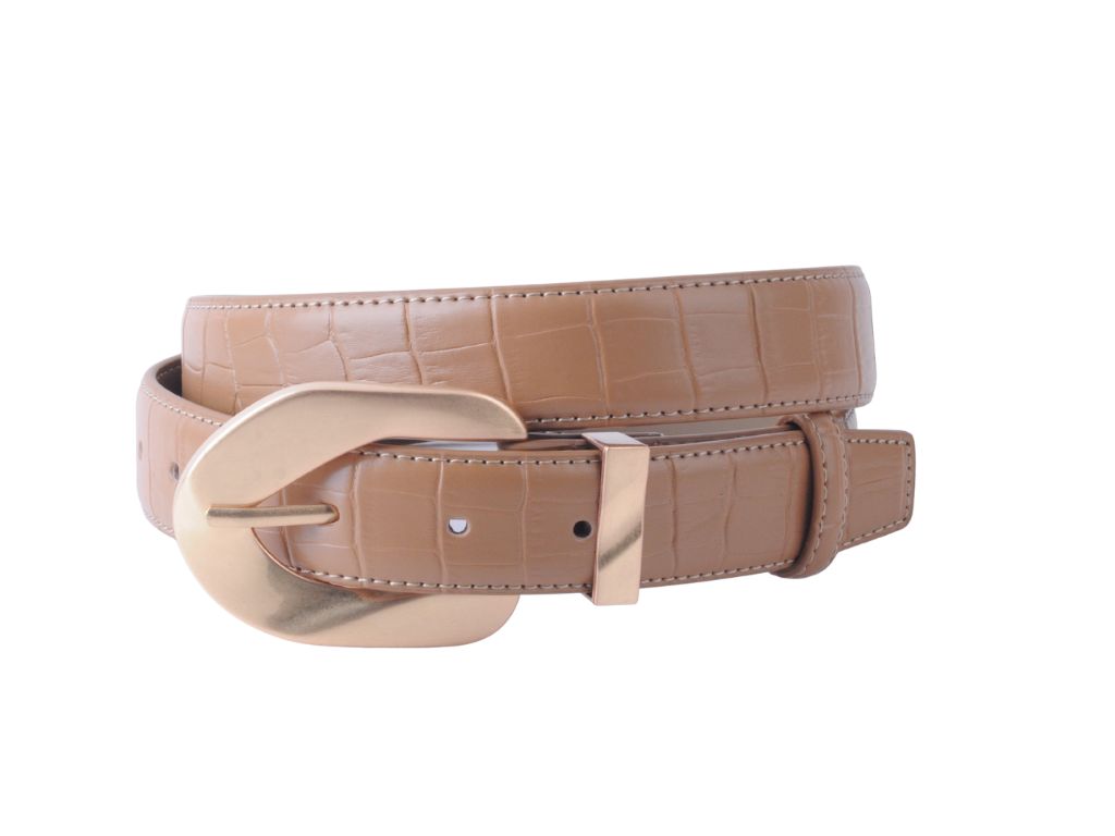 Opulent Croco Belt with Gold Buckle
