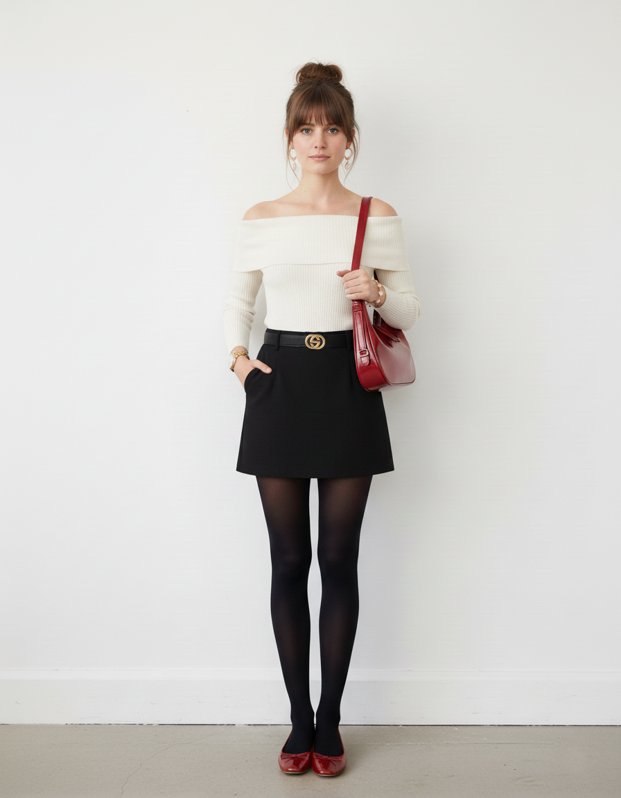 Stitched Clean Belt with Interlocking Buckle