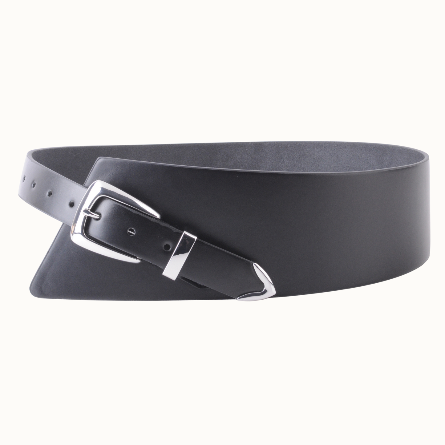 Asymmetrical Waist Cinching Belt with Polished Signature Hardware