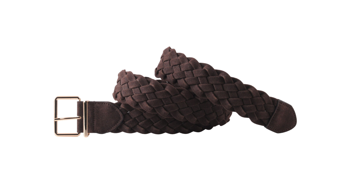 Gold Buckle Wide Braided Belt