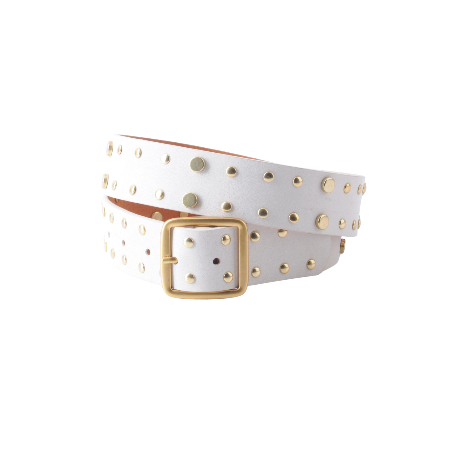 Allover Studded Square Buckle Leather Belt