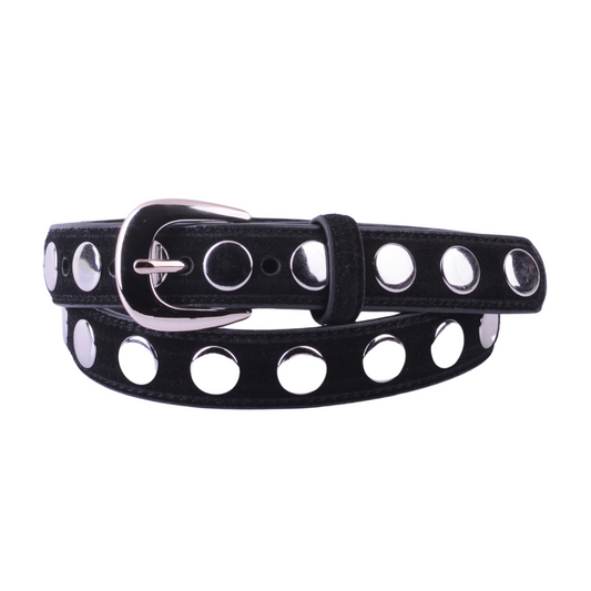 Suede Belt with Wide Studs