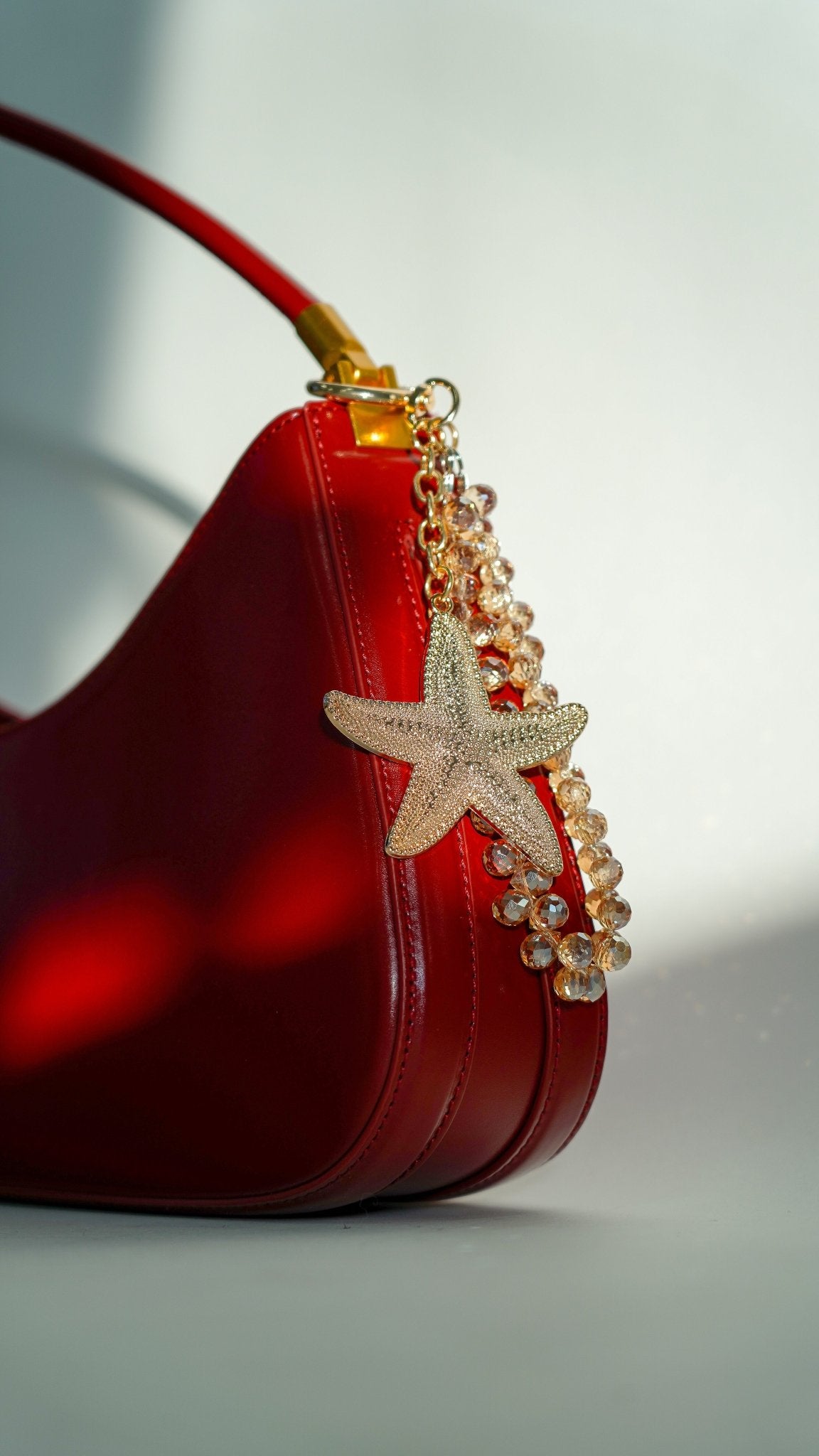 4081 - Gold Starfish Hang-Off with Rhinestone Charm