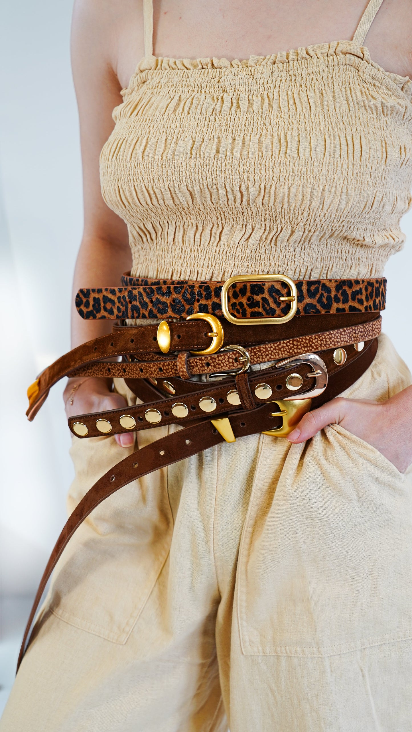 Animal Print Belt with Rectangular Buckle