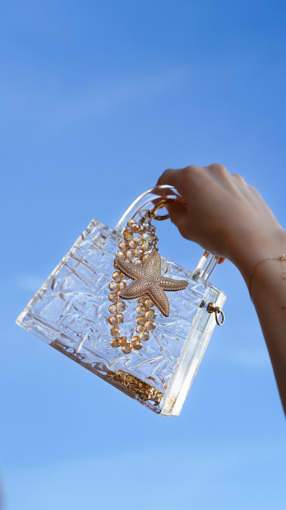 4081 - Gold Starfish Hang-Off with Rhinestone Charm