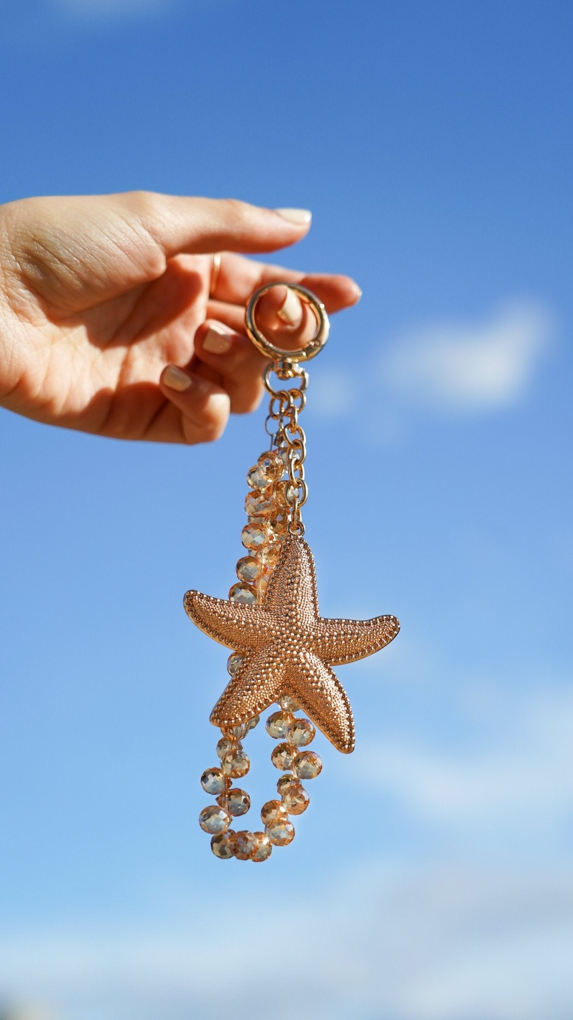 4081 - Gold Starfish Hang-Off with Rhinestone Charm