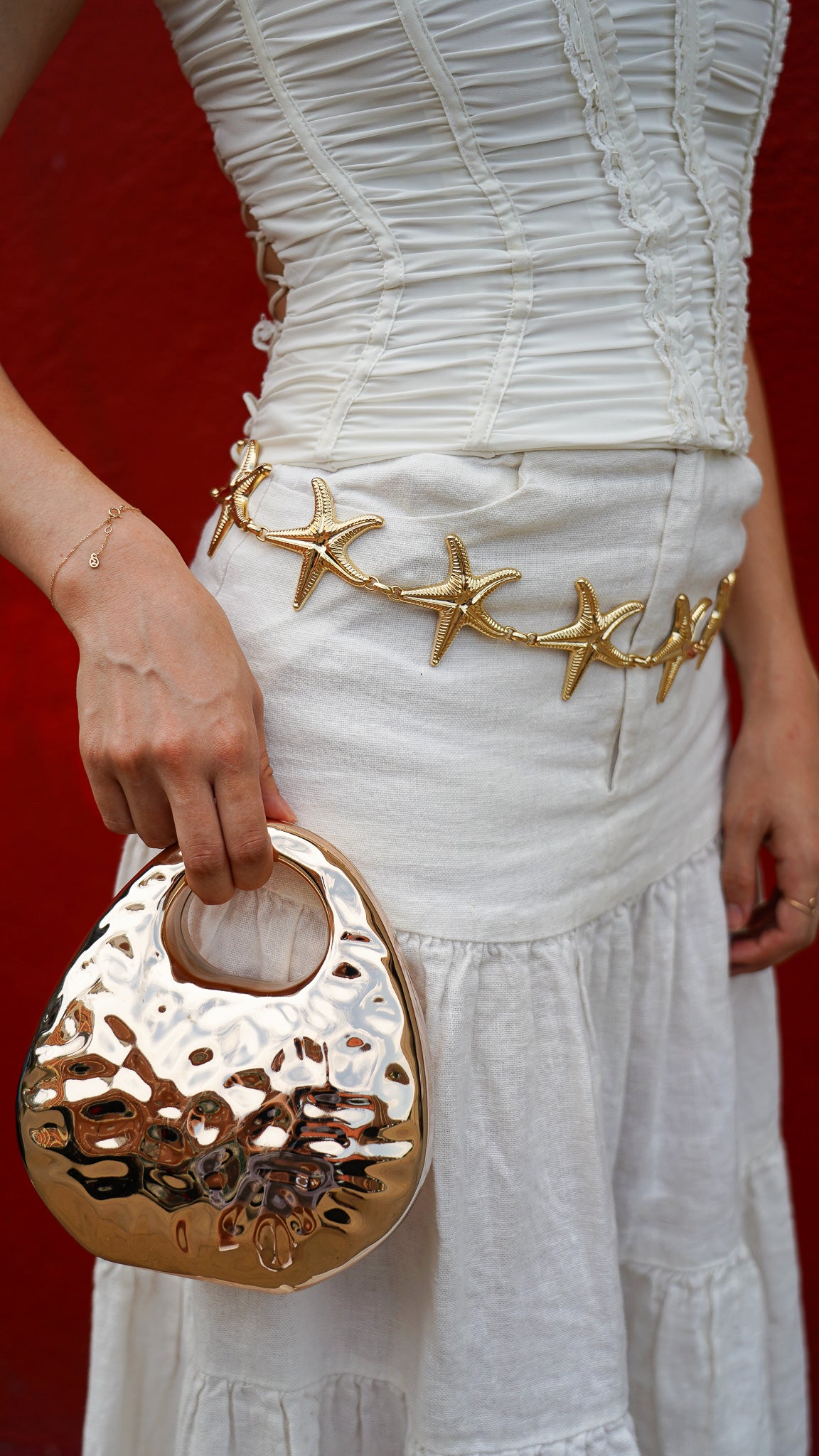 Rounded Metallic Chrome Hammered Crossbody