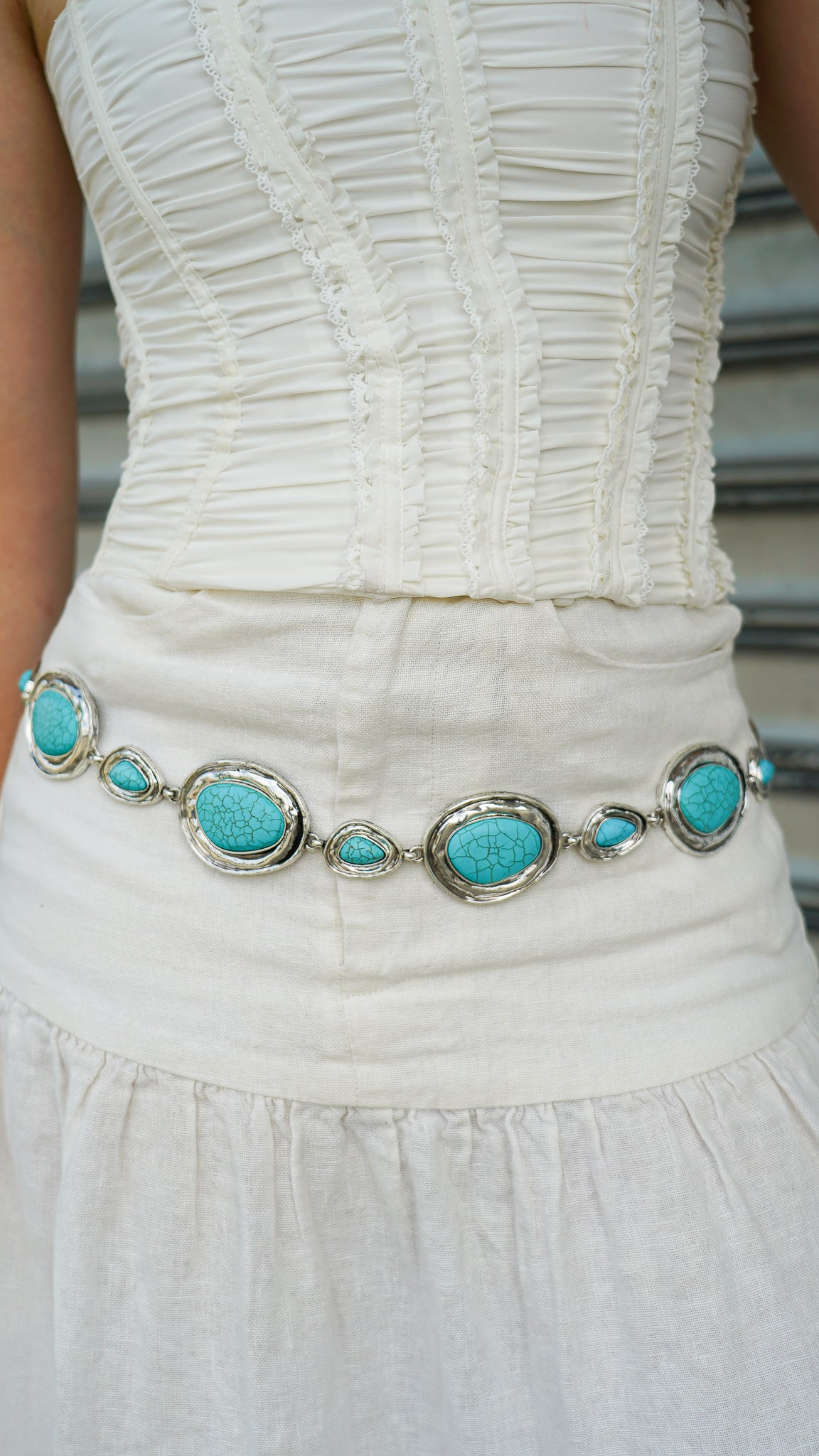 Large Turquoise Stone Chain Belt - Ships September 29th