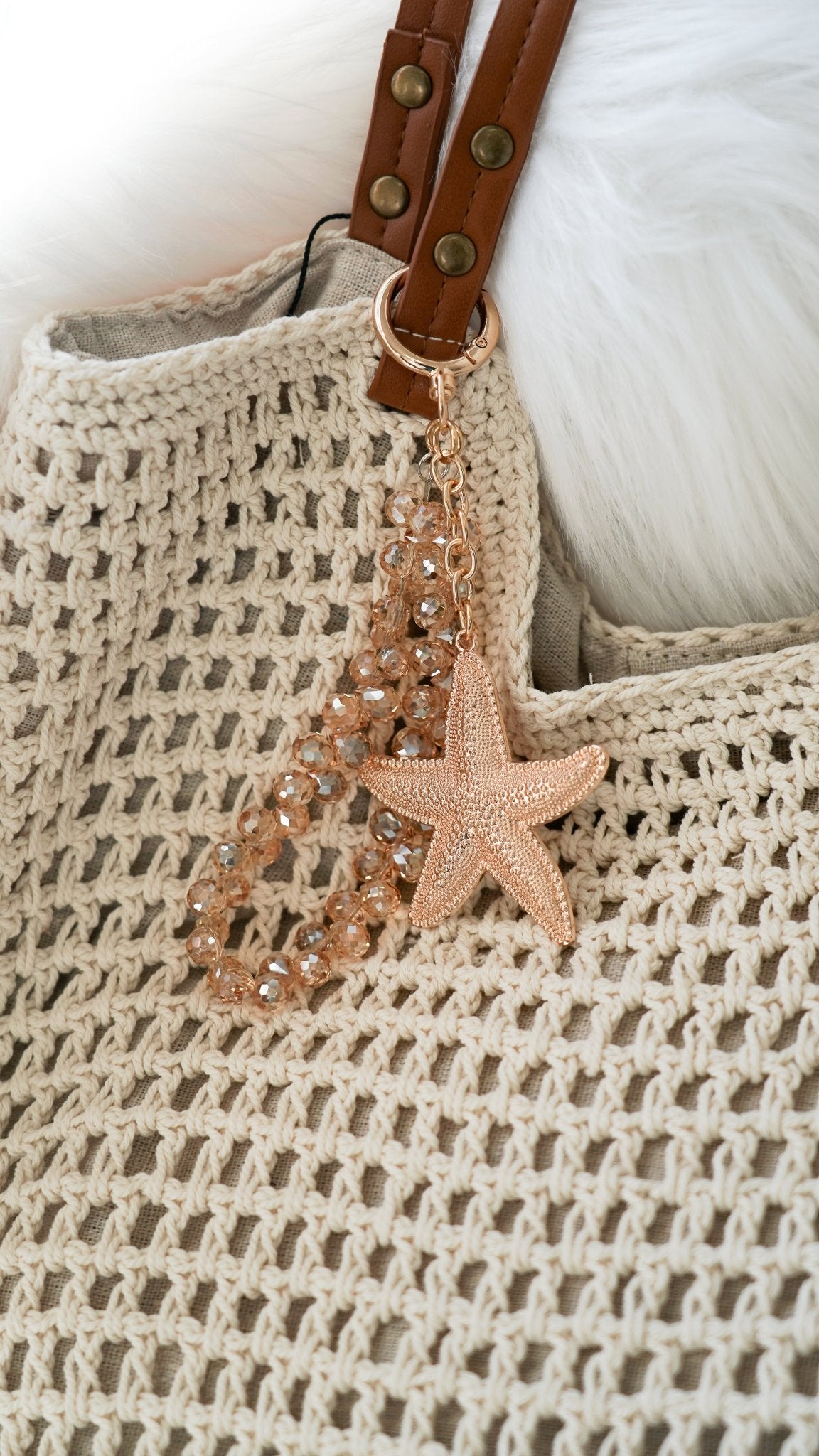 4081 - Gold Starfish Hang-Off with Rhinestone Charm