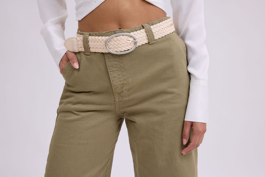 Woven Belt with Silver Oval Buckle