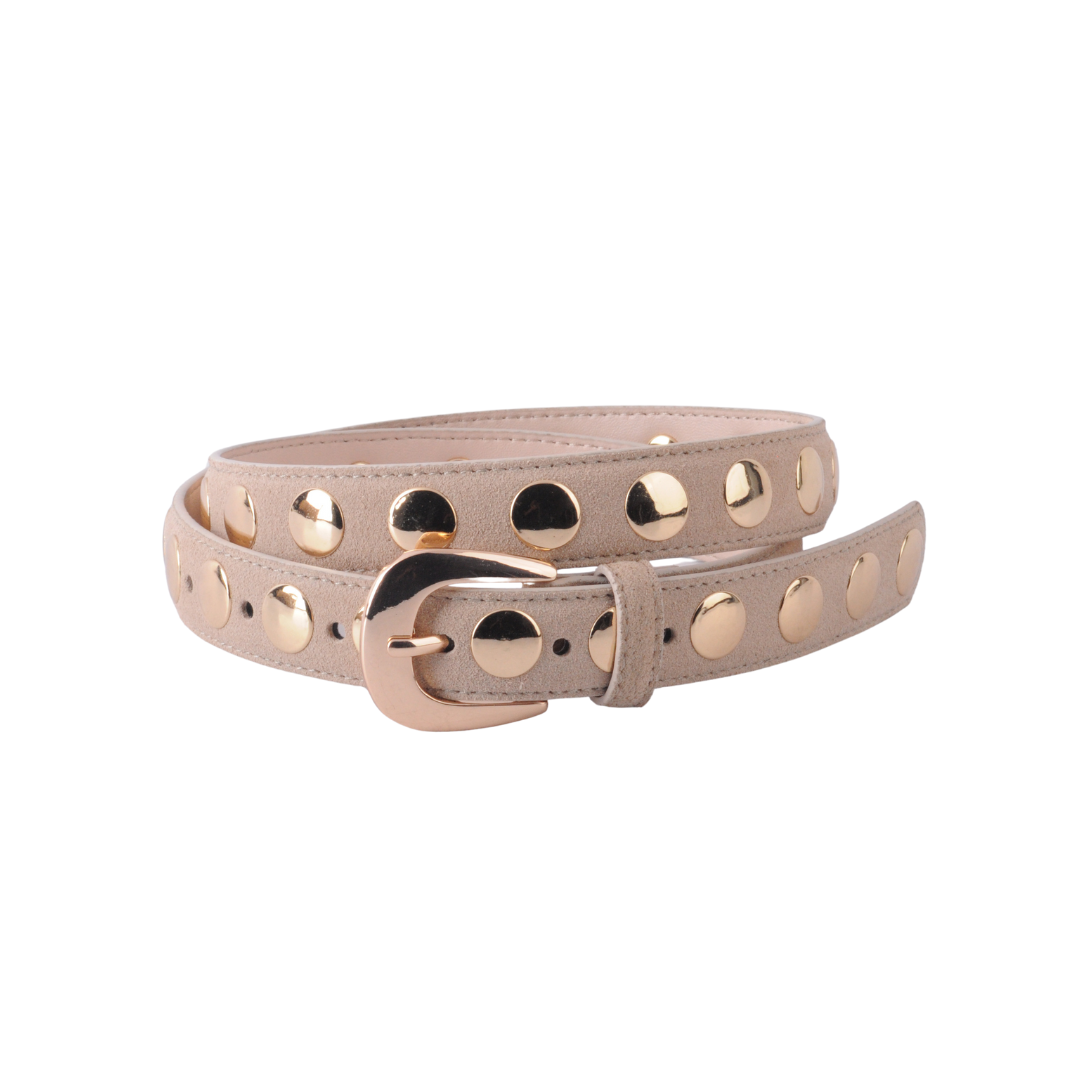 Suede Belt with Wide Studs