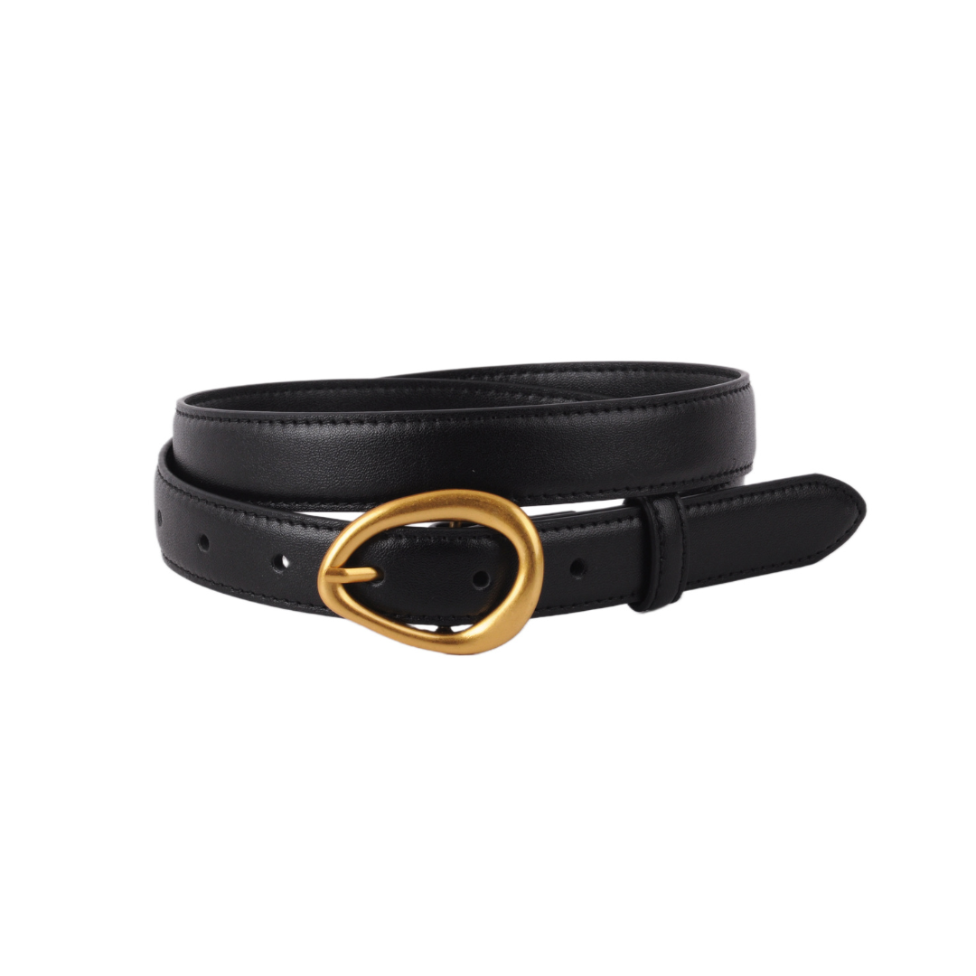 Basic Leather Belt with Asymmetrical Buckle - Ships September 29th