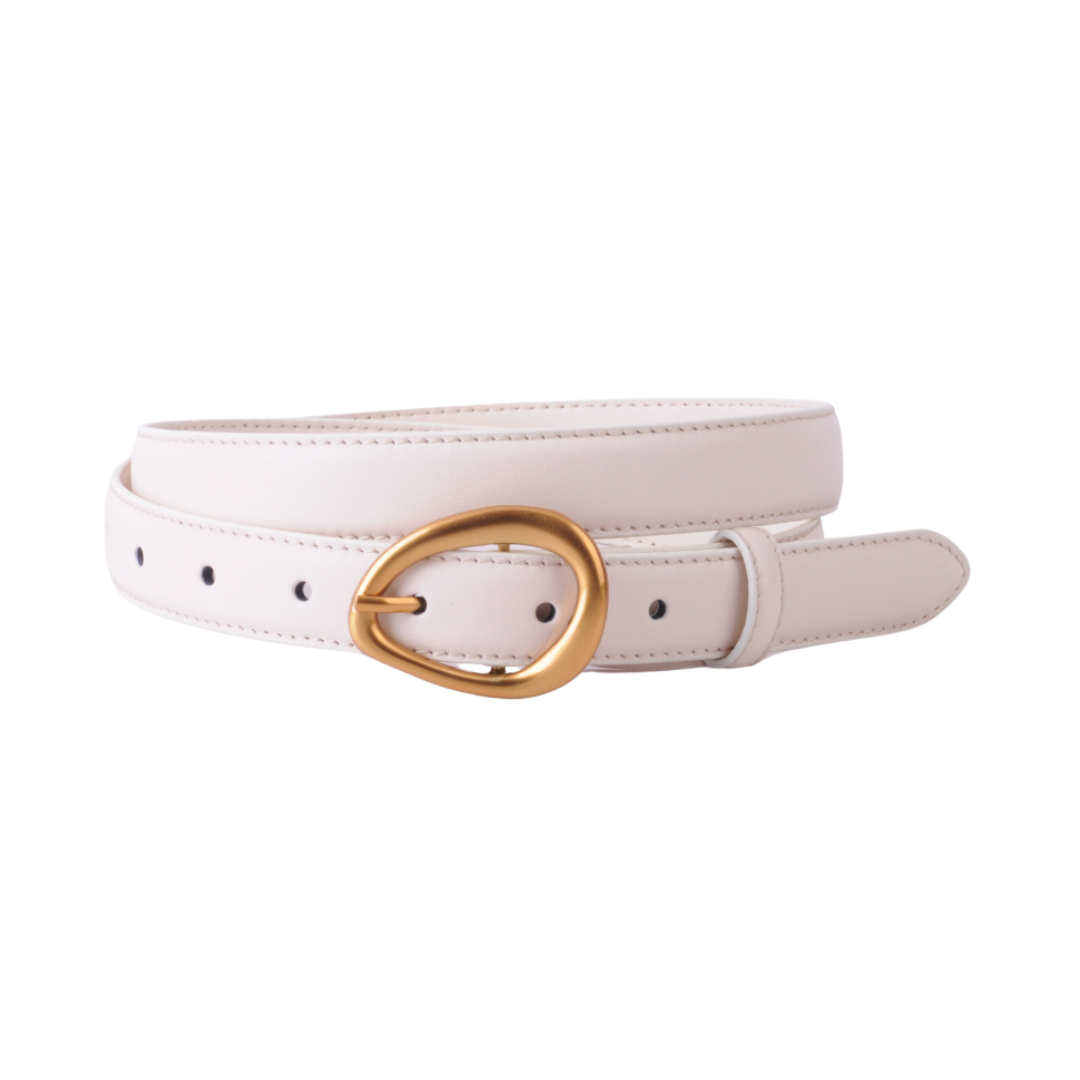 Basic Leather Belt with Asymmetrical Buckle - Ships September 29th