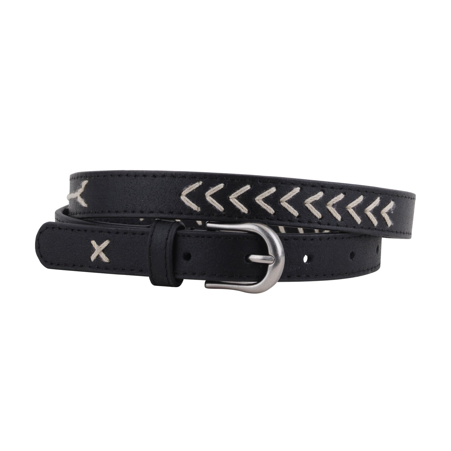 Western Stitched Skinny Leather Belt