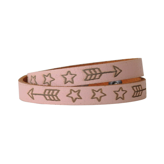 2112-PINK 2112 - Arrow and Star tooled bracelet - Wholesale Bracelet - Most Wanted USA