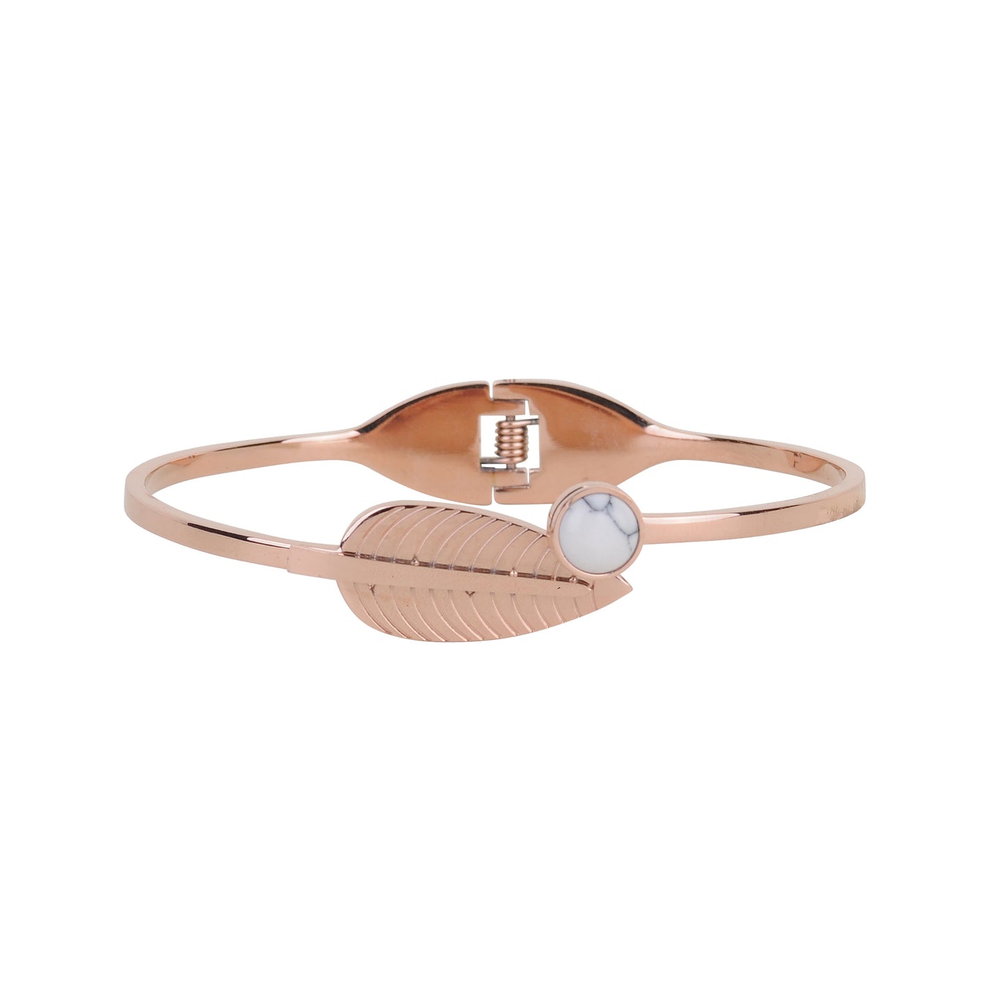 2118-ROSE GOLD 2118 - Leaf and Marble Circle Bracelet - Wholesale Bracelet - Most Wanted USA