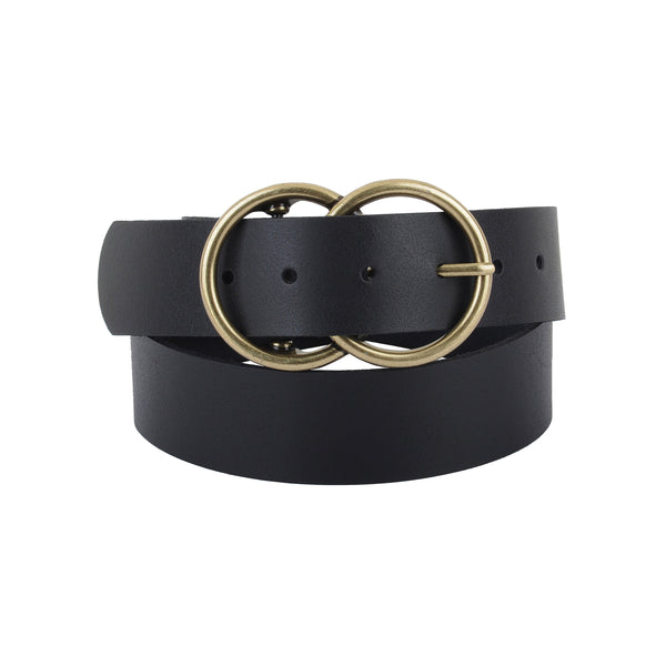 5028 - Double Circle Buckle Leather Belt