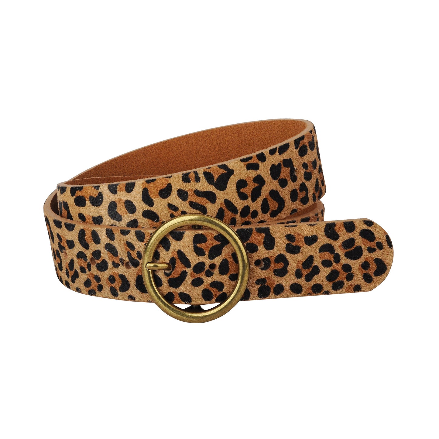 Plus Sized Leopard Print Calf Hair Leather Belt